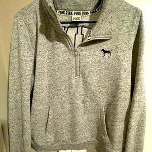 Pink pullover 3/4 zip hoodie